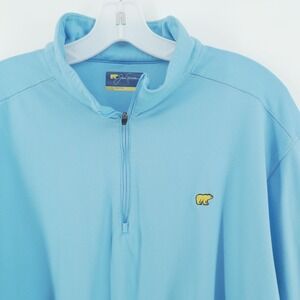 Jack Nicklaus Quarter Zip Pullover Mens Large Blue Golden Bear Logo Stretch